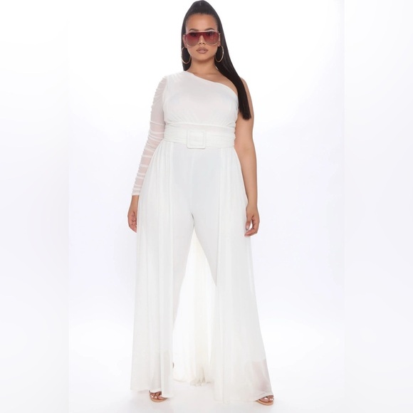 Women’s “Better Be Sure” Fashion Nova Mesh Jumpsuit in White size Large - Picture 1 of 11